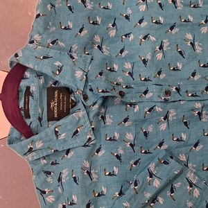 Rodd & Gunn, Size Large, Lt Blue Print, Short Sleeve Casual Shirt